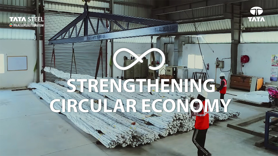 Workers at a Tata Steel plant in 'Strengthening Circular Economy' film