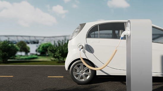 EV charging into a car with Tata Steel steel components
